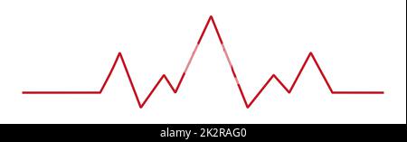 Herzpuls - gebogene rote Linie auf weißem Hintergrund - Vektor Stockfoto