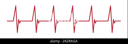 Herzpuls - gebogene rote Linie auf weißem Hintergrund, medizinische Tests - Vektor Stockfoto