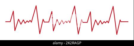 Herzpuls - gebogene rote Linie auf weißem Hintergrund, medizinische Tests - Vektor Stockfoto