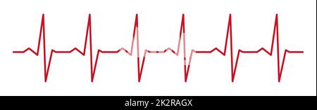 Herzpuls - gebogene rote Linie auf weißem Hintergrund, medizinische Tests - Vektor Stockfoto