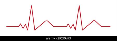 Herzpuls - gebogene rote Linie auf weißem Hintergrund - Vektor Stockfoto