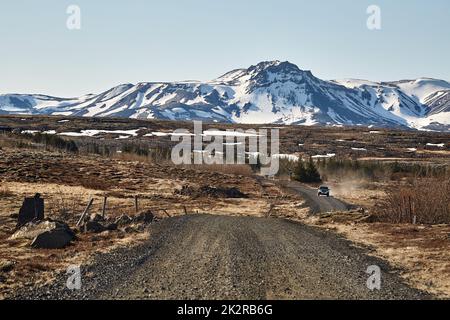 Schotterstraße in Island Stockfoto