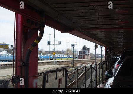 Der Sylt-NiebÃ¼ll-Autozug Stockfoto