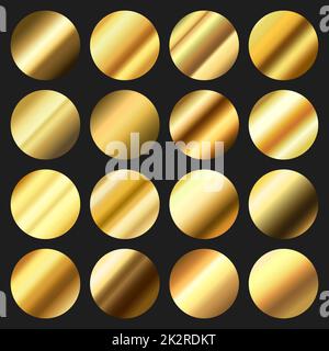 Set 16 Stk. goldener metallischer Hintergrund mit Lichtern - Vektor Stockfoto