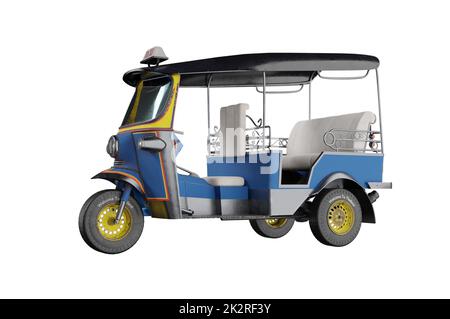 3D Abbildung. Perspektivische Ansicht . Thailand drei Rad nativen Taxi, Thailand Tuk Tuk, Asien, Bangkok, Konzept THAILAND REISEN Stockfoto