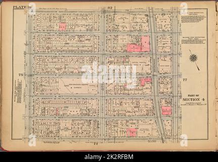 Kartografisch, Karten. 1927. Lionel Pincus und Prinzessin Firyal Map Division. Immobilien , New York (Bundesstaat) , New York, Manhattan (New York, N.Y.) Tafel 76, Teil von Abschnitt 4: Begrenzt durch W. 53. Street, Seventh Avenue, W. 47. Street und Ninth Avenue Stockfoto