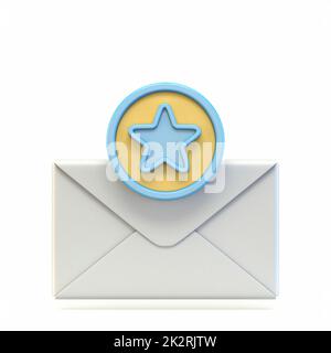 Mail-Symbol mit Sternsymbol 3D Stockfoto