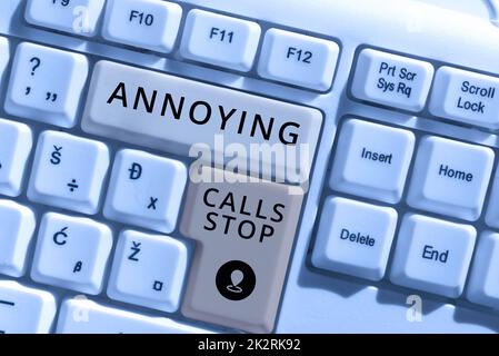 Schreiben Text anzeigen Lernen Sie etwas Neues. Geschäftsansatz Spam-Telefone verhindern Blacklisting-Nummern Angry Caller Stockfoto