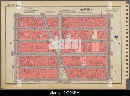 Kartografisch, Karten. 1955 - 1956. Lionel Pincus und Princess Firyal Map Division. Immobilien , New York (Bundesstaat) , New York (N.Y.), Manhattan (New York, N.Y.) Platte 60, Teil von Abschnitt 3: Begrenzt durch W. 37. Street, Fifth Avenue, W. 32. Street und Seventh Avenue. Stockfoto