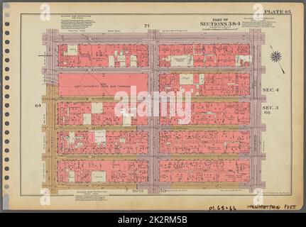 Kartografisch, Karten. 1955 - 1956. Lionel Pincus und Princess Firyal Map Division. Immobilien , New York (Bundesstaat) , New York (N.Y.), Manhattan (New York, N.Y.) Platte 65, Teil der Abschnitte 3 und 4: Begrenzt durch W. 42. Street, Seventh Avenue, W. 37. Street und Ninth Avenue. Stockfoto