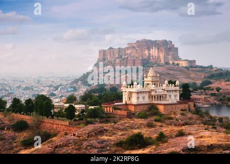 Jaswanth Thada Mausoleum, Jodhpur, Rajasthan, Indien Stockfoto