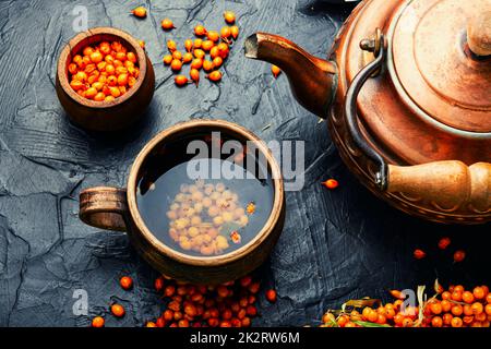 Heilender Sanddorntee Stockfoto