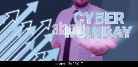 Schild mit Cyber Monday. Konzeptfoto Marketing-Begriff für Montag nach Danksagefeiertag in den USA Stockfoto