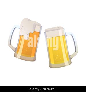 Zwei Tassen frisches Bier auf weißem Hintergrund - Vector Stockfoto