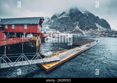 Ein Dorf auf den Lofoten Inseln, Norwegen Stockfoto