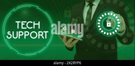 Konzeptionelle Darstellung des technischen Supports. Wort zur Unterstützung von Personen, die technische Probleme haben Stockfoto