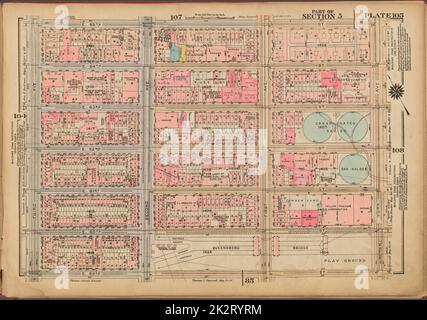 Kartografisch, Karten. 1927. Lionel Pincus und Prinzessin Firyal Map Division. Immobilien , New York (Bundesstaat) , New York, Manhattan (New York, N.Y.) Platte 105, Teil von Abschnitt 5: Begrenzt durch E. 65. Street, York Avenue, E. 59. Street und Third Avenue Stockfoto