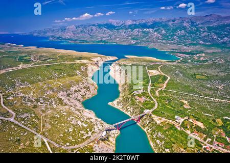 Die Brücken von Maslenica und Velebit aus der Vogelperspektive Stockfoto