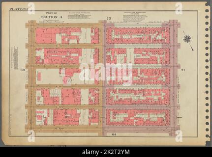 Kartografisch, Karten. 1955 - 1956. Lionel Pincus und Princess Firyal Map Division. Immobilien , New York (Bundesstaat) , New York (N.Y.), Manhattan (New York, N.Y.) Tafel 70, Teil von Abschnitt 4: Begrenzt durch W. 47. Street, Ninth Avenue, W. 42. Street und Eleventh Avenue. Stockfoto