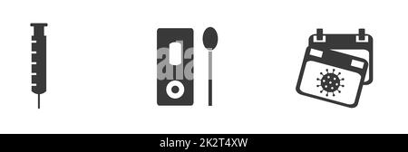 Impfstoff, Schnelltest und Genesung - Coronavirus Icon Banner Stockfoto
