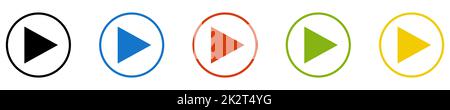 Kollektion mit runden Knöpfen – das Symbol wird in schwarzen, blauen, roten, grünen und gelben Kreisen gespielt Stockfoto