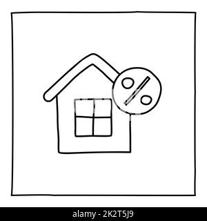 Doodle Real Estate House Symbol Stockfoto