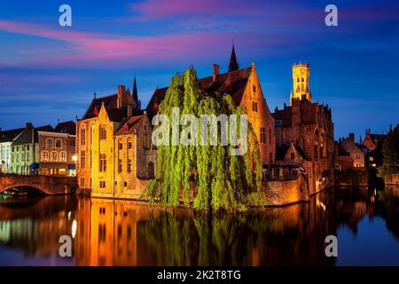 Berühmte Ansicht von Brügge, Belgien Stockfoto