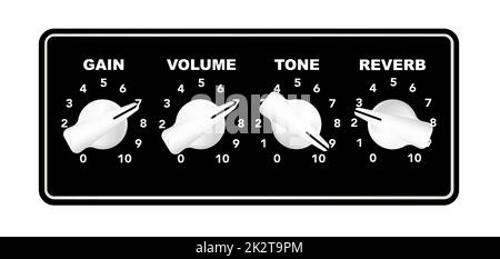 Gitarrenverstärker Chicken Head Bedienknöpfe Stockfoto
