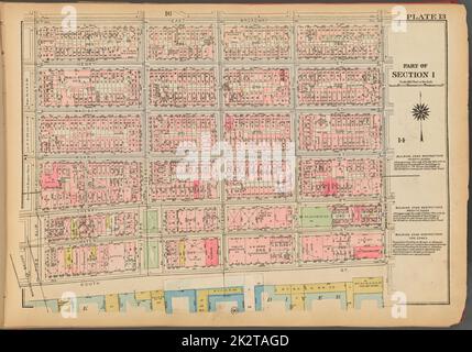 Kartografisch, Karten. 1927. Lionel Pincus und Prinzessin Firyal Map Division. Immobilien , New York (Bundesstaat) , New York, Manhattan (New York, N.Y.) Platte 13, Teil von Abschnitt 1: Begrenzt durch East Broadway, Montgomery Street, (East River Piers) South Street, Pike Slip und Pike Street Stockfoto