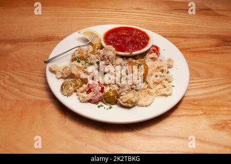 Gebratene Calamari-Ringe Stockfoto