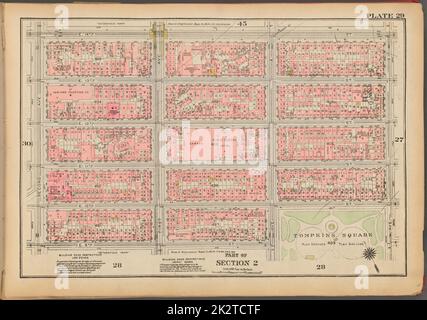 Kartografisch, Karten. 1927. Lionel Pincus und Prinzessin Firyal Map Division. Immobilien , New York (Bundesstaat) , New York, Manhattan (New York, N.Y.) Platte 29, Teil von Abschnitt 2: Begrenzt durch E. 14. Street, Avenue B, (Tompkins Square) E. 10. Street, Avenue A, E. 9. Street und Second Avenue Stockfoto