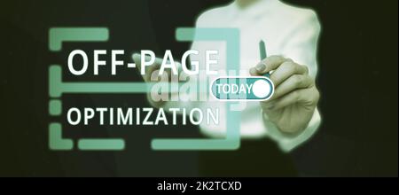 Konzeptionelle Beschriftung Off Page Optimization. Überblick über das Unternehmen Website Externe Prozesse Werbetanking Stockfoto