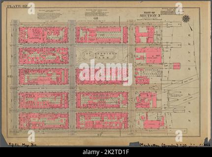 Kartografisch, Karten. 1930. Lionel Pincus und Prinzessin Firyal Map Division. Immobilien , New York (Bundesstaat) , New York, Manhattan (New York, N.Y.) Platte 62, Teil von Abschnitt 3: Begrenzt durch E. 37. Street, (East River Piers) First Avenue, E. 32. Street und Third Avenue Stockfoto