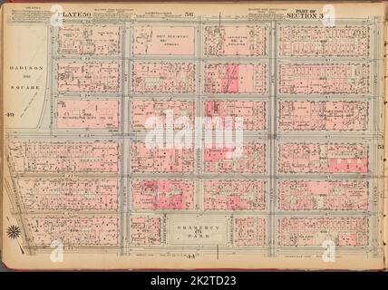 Kartografisch, Karten. 1927. Lionel Pincus und Prinzessin Firyal Map Division. Immobilien , New York (Bundesstaat) , New York, Manhattan (New York, N.Y.) Platte 50, Teil von Abschnitt 3: Begrenzt durch E. 26. Street, Second Avenue, E. 20. Street, Broadway, E. 23. Street und Madison Avenue Stockfoto