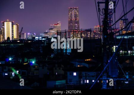 Nachtsicht auf Minato Mirai und Yokohama City Stockfoto