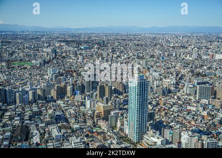 Skyline von Tokio von der Aussichtsplattform des Tokyo aus gesehen Metropolitan Government Building Stockfoto