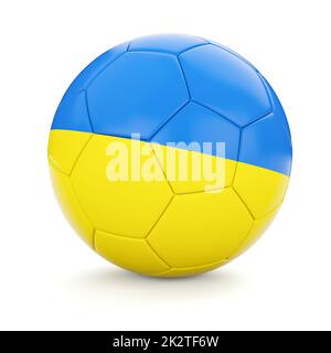 Fußball-Fußball-Ball mit Ukraine Flagge Stockfoto