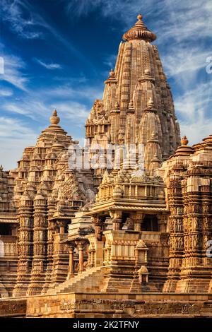 Berühmte Tempel von Khajuraho, Indien Stockfoto