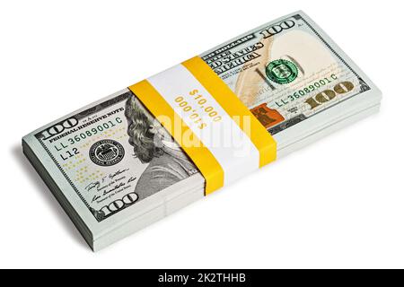 Bündel von 100 US-Dollar 2013-Ausgabe-Banknoten Stockfoto