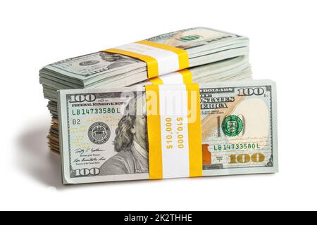 Bündel von 100 US-Dollar 2013-Ausgabe-Banknoten Stockfoto