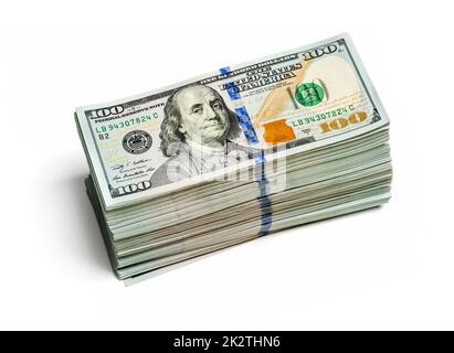 Bündel von 100 US-Dollar 2013-Ausgabe-Banknoten Stockfoto