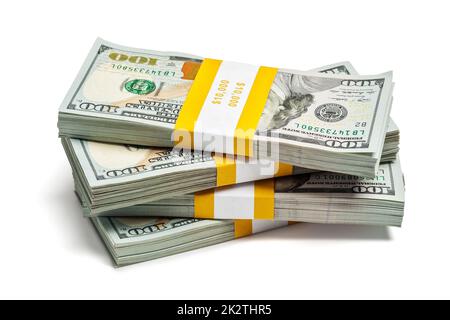 Bündel von 100 US-Dollar 2013-Ausgabe-Banknoten Stockfoto