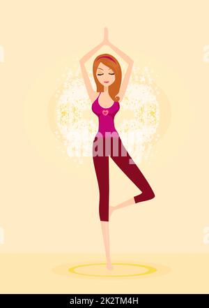 Frau in einem traditionellen Yoga-Pose-Vektor-illustration Stockfoto