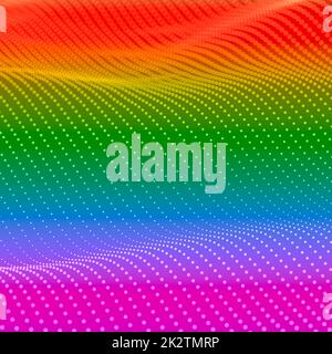 Abstrakter Regenbogenhintergrund mit welligen Bokeh-Punkten Stockfoto