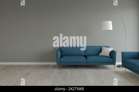 3D Visualisierung des Wohnzimmerinnenraums. Stockfoto