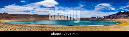 Panorama des Himalaya See Kyagar Tso, Ladakh, Indien Stockfoto