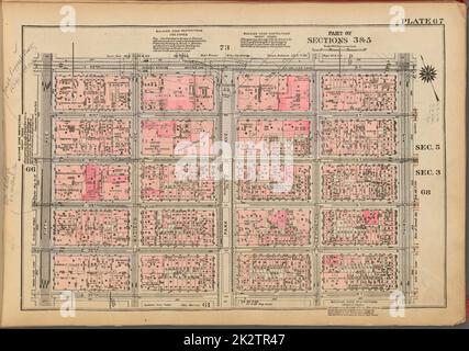 Kartografisch, Karten. 1927. Lionel Pincus und Prinzessin Firyal Map Division. Immobilien , New York (Bundesstaat) , New York, Manhattan (New York, N.Y.) Platte 67, Teil der Abschnitte 3 und 5: Begrenzt durch E. 42. Street, Third Avenue, E. 37. Street und Fifth Avenue Stockfoto