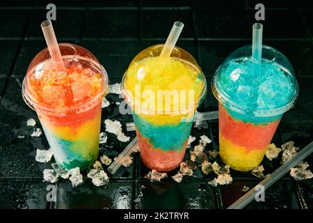 Frische und moderne Slush Drinks Stockfoto