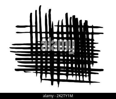 Schraffierte Textur, handbemalt mit schwarzem Pinselstrich Stockfoto