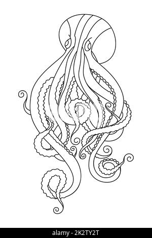 Doodle Octopus Sketch Stockfoto